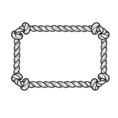 Rectangular Nautical Rope Frame Engraving Vector Illustration