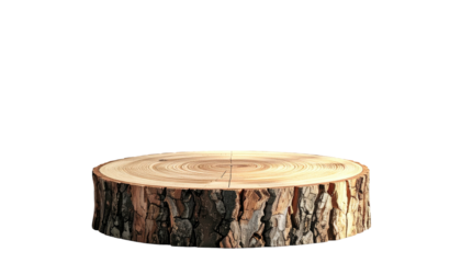 Wood round with bark pedestal, cross-section