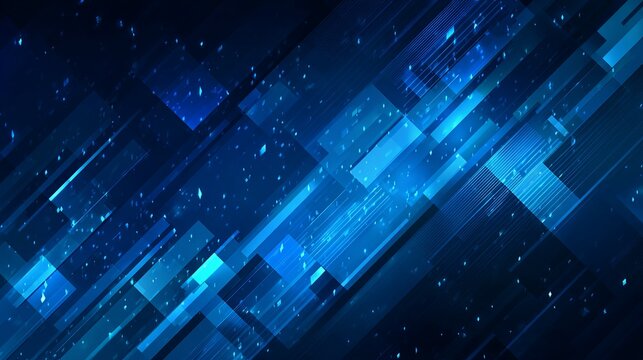 Dynamic abstract blue geometric background with glowing particles and lines, perfect for tech and data visualization themes
