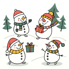 snowman and christmas tree