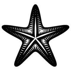 Black starfish illustration showcasing natural beauty with transparent background 