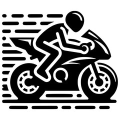 motorcycle black vector icon with transparent background 