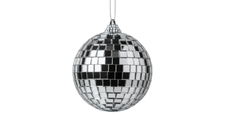 Shiny disco ball isolated on transparent background, perfect for adding a touch of retro glamour to any party or event, creating a fun and festive atmosphere