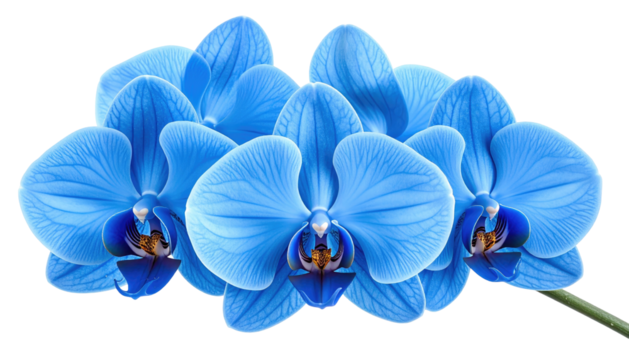 Blue orchid flowers in a group against a black background - Powered by Adobe
