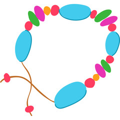 Colorful Beaded Bracelet with Blue Ovals Pink Circles Green Ovals and Orange Beads on Transparent Background with Adjustable Cord Closure