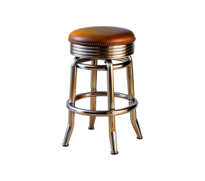 Classic swivel bar stool with padded seat and chrome accents isolated for interior design
