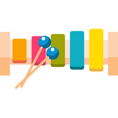 Colorful Wooden Toy Xylophone With Blue Mallets On A Transparent Background