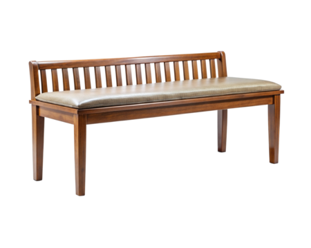 Antique wooden dining bench with upholstered seat perfect for kitchen or hallway decor