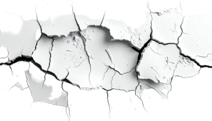 Cracked white surface peeling, revealing dark void underneath