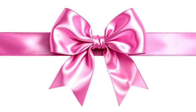 Shiny pink ribbon tied in a bow against a black background
