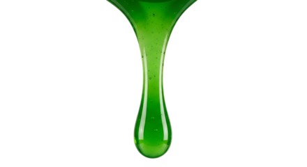 Green liquid dripping viscous fluid with bright color Transparent