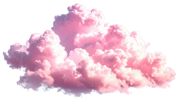 Fluffy, isolated cloud of pink, ethereal cotton candy textures
