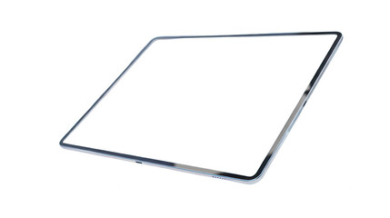 Sleek modern tablet with a blank screen displayed against a showcasing its minimalist design and potential for various applications on transparent background