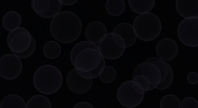 Abstract dark background with floating transparent spheres or bubbles, ethereal and mysterious