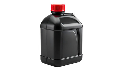 Black bottle with a red cap against a black background