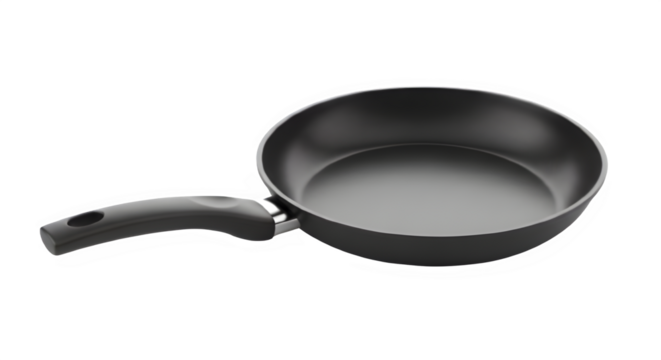 Sleek non stick skillet on a contrasting black background enhancing its modern design and culinary