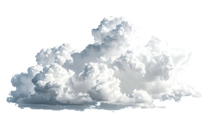 Fluffy, detailed white cloud against a transparent background