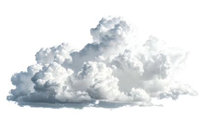Fluffy, detailed white cloud against a transparent background