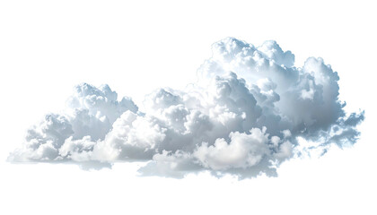 Cumulus cloud formation in blue sky, isolated on black background