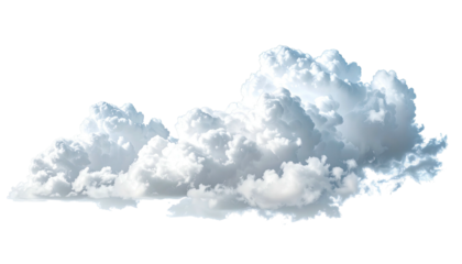 Cumulus cloud formation in blue sky, isolated on black background