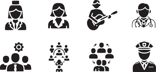 Diverse occupation and team icons profession group
