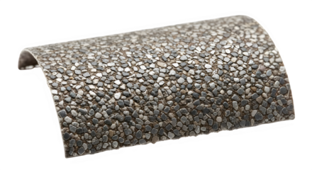 Elevated perspective of a small stone arch against stark black backdrop evoking organic architecture