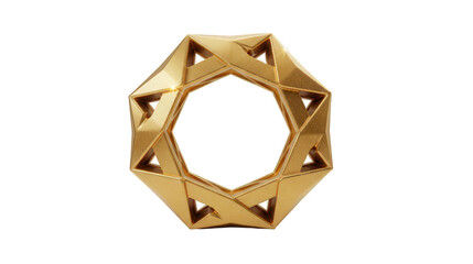 Geometric gold ring with triangular cutouts creating a luxurious and modern design element for various creative projects on transparent background