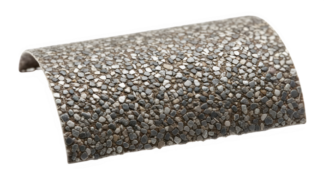 Elevated perspective of a small stone arch against stark black backdrop evoking organic architecture