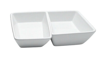 White ceramic divider bowl, two square sections, minimalist