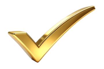 golden check mark isolated on white background , PNG. AI Generated.