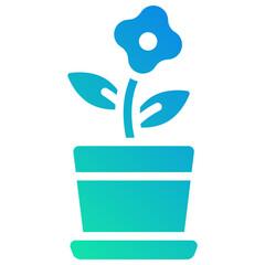 flower pot gradient fill icon
