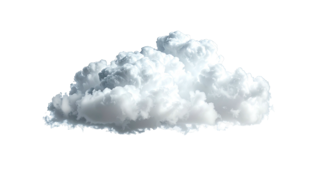 Puffy cloud isolated, bright white against a black backdrop