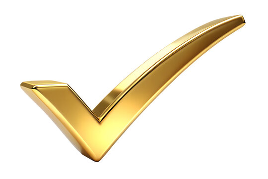 golden check mark isolated on white background , PNG. AI Generated.