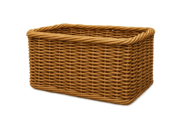 Wicker basket for home storage and organization, natural rattan weaving craft, isolated on transparent background