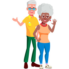 Elderly Couple Standing Together A Happy Senior Man And Woman Posed Together With Smiles On Their Faces And A White Background