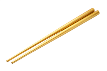 golden chopsticks isolated on white background  , PNG. AI Generated.