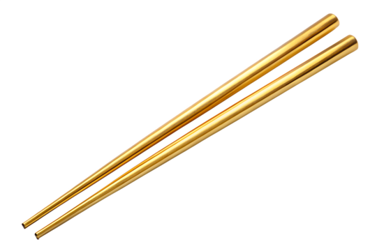 golden chopsticks isolated on white background  , PNG. AI Generated.