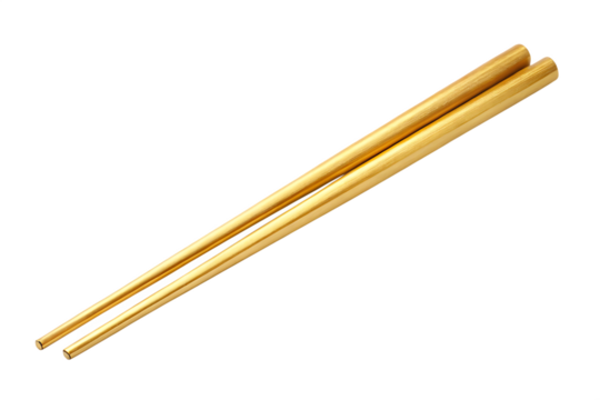 golden chopsticks isolated on white background  , PNG. AI Generated.