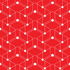 Red Geometric Hexagon Seamless Pattern Background