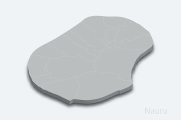 Nauru 3d map with borders regions