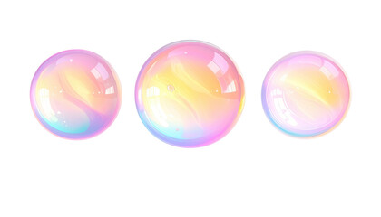 Three floating iridescent bubbles on a black background