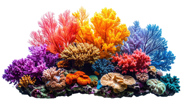 Colorful corals form a vibrant, textured underwater garden