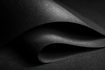 Black gift paper on black background. Dark concept, sales.