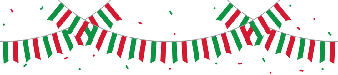 Fototapeta premium Seamless national flag of Italy party bunting border. Flat design illustration.