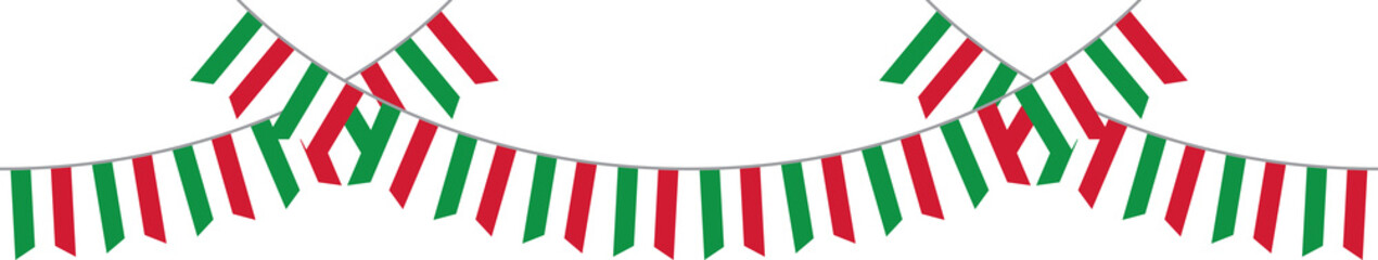 Fototapeta premium Seamless national flag of Italy party bunting border. Flat design illustration.