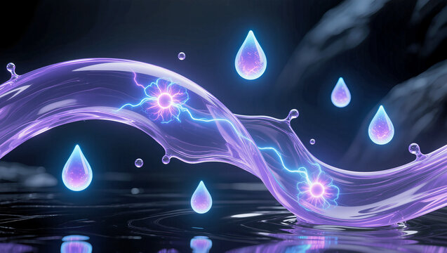 Flowing energy and light collide in a vibrant water scene
