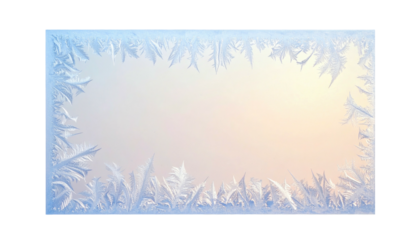 Frosty icy frame with a glowing center and blue crystalline edges