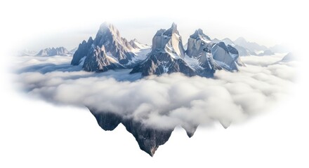 Majestic Mountain Peaks Floating Above Cloudscape Surreal Dreamy Landscape