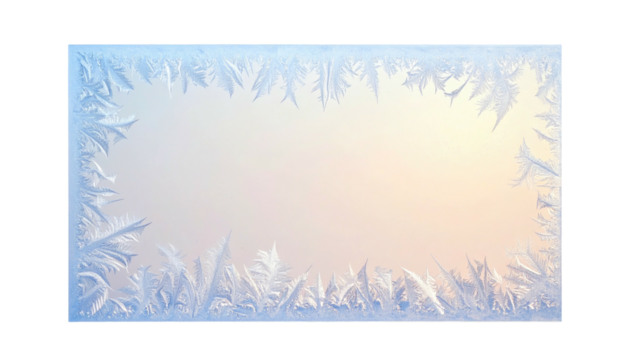 Frosty icy frame with a glowing center and blue crystalline edges