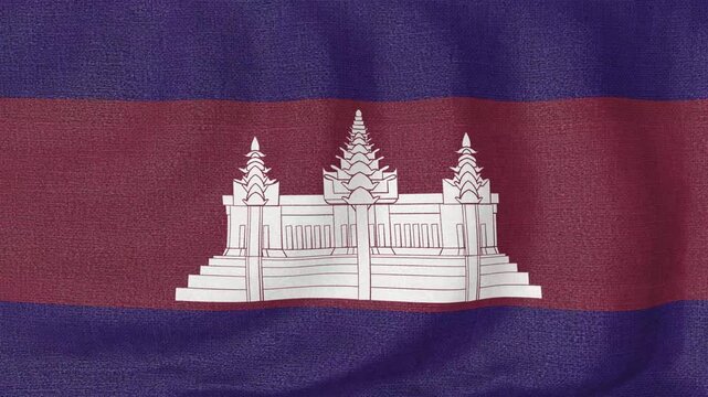 Cambodia National Flag Waving on White Background &ndash; Cambodian Patriotism, Culture and Heritage Symbol